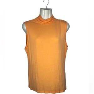 Asara Women’s Top Ruched Neck Sleeveless Orange Swim/Bikini Cover Up Sheer